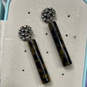 JCrew Tortoise Shell and Rhinestone Drop Earrings